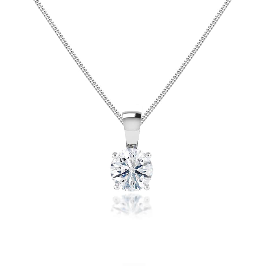 AURORA - Round Moissanite 18k White Gold Solitaire Pendant