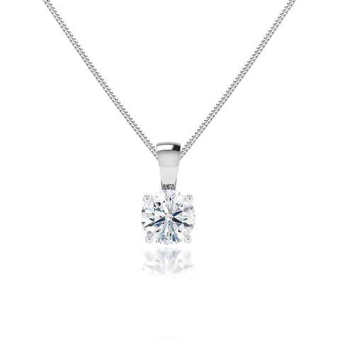 AURORA - Round Moissanite 18k White Gold Solitaire Pendant